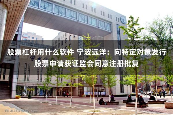 股票杠杆用什么软件 宁波远洋：向特定对象发行股票申请获证监会同意注册批复