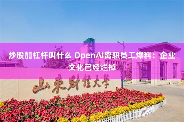 炒股加杠杆叫什么 OpenAI离职员工爆料：企业文化已经烂掉